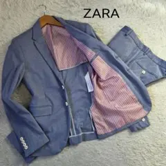 美品 ZARA ストレッチ スーツ セットアップ サイズ S ライトブルー