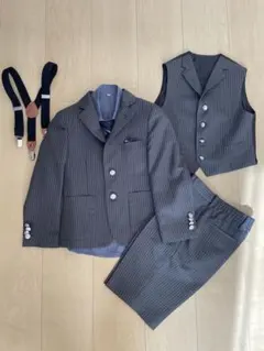 ワンダーファクトリー　120㎝　セレモニースーツ5点セット　グレーストライプ