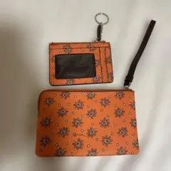 coach オレンジ花　キーケースカードケース　ポーチ