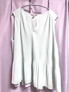 H&M プリーツシフォントップス 水色XL