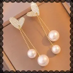 パール ピアス ハート S925 ゴールド 可愛い 上品 入学式 卒業式 ママ