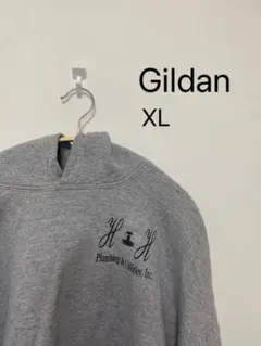 Gildan XL グレー フード付きスウェット