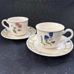 ノリタケ　ホームクラフト　サマーエステート　花柄　カップ&ソーサー　ペア　2客