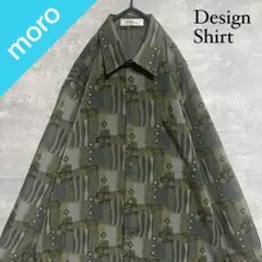 No.1799 VINTAGE ヴィンテージ 古着 総柄シャツ ポリシャツ 長袖