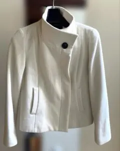 【美品】INEDアンゴラ混ウール素材オフホワイトショートコート