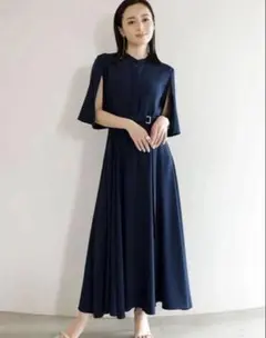 本日限定‼️anuans アニュアンス スリットスリーブワンピース ネイビー 美品
