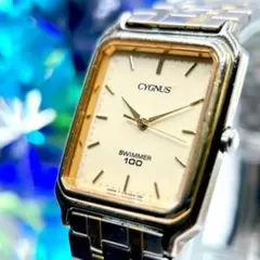 稼働品 ORIENT オリエント シグナス メンズ 腕時計 クォーツ スクエア 