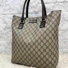 【美品】グッチ GGスプリーム トートバッグ ベージュ A4大容量 肩がけ