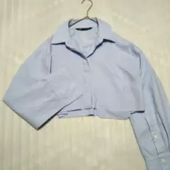 ZARA ザラ　レディース　 クロップド丈　シャツ 長袖　ブルー　y2k
