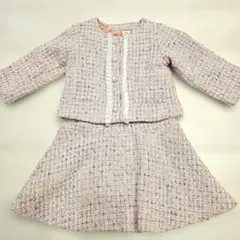 子供服ピンクツイードジャケット ワンピースセット