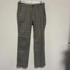 グレー チェック柄 カジュアルパンツLサイズ
