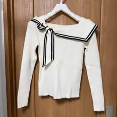 セーラー襟リボン付きニット Sサイズ ホワイト 白 SHEIN