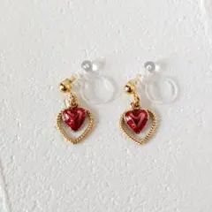 ダブルハートのノンホールピアス