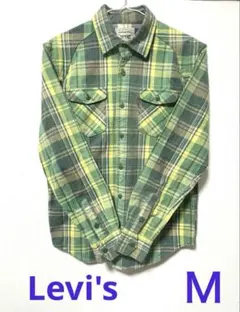 Levi's グリーン系チェックネルシャツ M