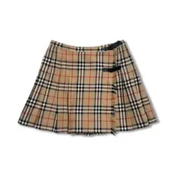 美品 バーバリーロンドン ノバチェック プリーツスカート ミニ丈 ウール 36
