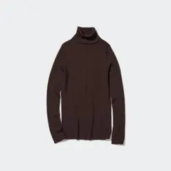 ユニクロ エクストラファインメリノリブタートルネックセーター L 38 ブラウン