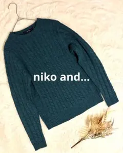 niko and... ニコアンド 良質ケーブルニットセーター グリーンサイズ③
