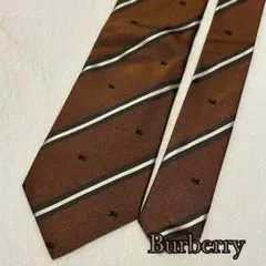 Burberry バーバリー　ネクタイ　ストライプ　ブラウン　ホースロゴ　シルク