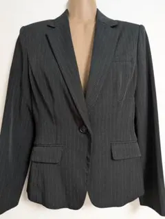 3点セット、9号「黒ストライプビジネススーツ上下、スカート、パンツ」