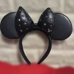 ミッキー耳カチューシャ 黒 スタッズ付き