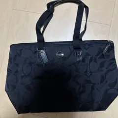 COACH コーチ シグネチャー トートバッグ ブラック キャンバス A4収納