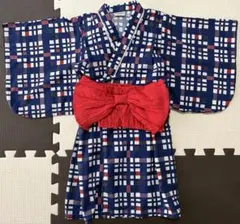 futafuta❤︎セパレート浴衣ドレス❤︎ネイビー❤︎チェック柄 100