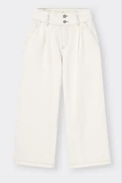 GIRLS デニムハイウエストタックワイドパンツJR GU