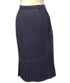 美品　レリアン　プリーツ切替　ミモレスカート　11号　25サ213