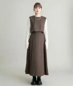 KBF バッグオープンセパレートワンピース ブラウン