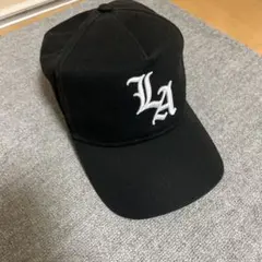 LAロゴ刺繍 ベースボールキャップ 黒