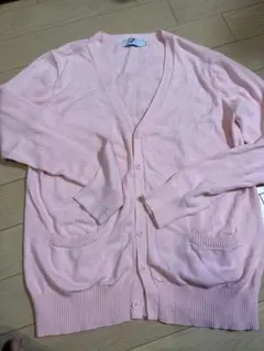ピンク Vネック カーディガン Lサイズ 制服ニット 制服セーター