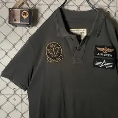 ALPHA INDUSTRIES アルファ ポロシャツ ワッペン 腕ポケット Lのサムネイル