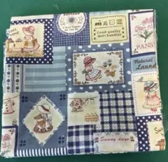 スーちゃんヴィンテージ風生地 SEWING柄 くすみブルー系 手芸 