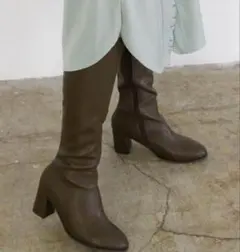 ＲAＮＤＡ合成皮革 ロングブーツ ヒール　カーキ