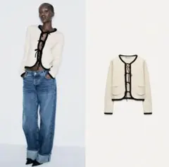 ZARA アイボリー カーディガン