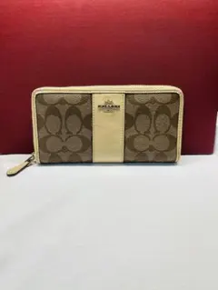 新品未使用】COACH 長財布 シグネチャー イエロー×ベージュ 保存袋付