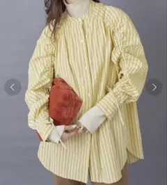 【willow】マルチストライプギャザーシャツ