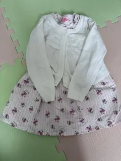 花柄長袖ワンピース カーディガン100cmのサムネイル