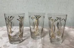 昭和レトロ　金と黒の装飾グラス 3個セット