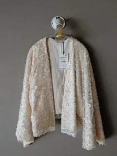 ZARA ビーズ スパンコール カーディガン XL