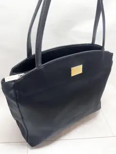 シャルルジョルダン　黒3層　ハンドバッグ　ナイロン　レザー　腕掛トートバッグ