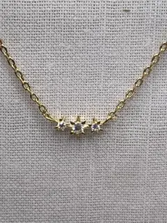 新品未使用 LES CLEIAS ゴールドクリアストーンネックレス クリアグラス