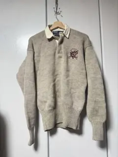 YVES SAINT LAURENT】希少80s伊製クレスト刺繍ケーブルニット - メルカリ