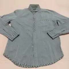 グレー チェック柄 襟付きシャツ M メンズ