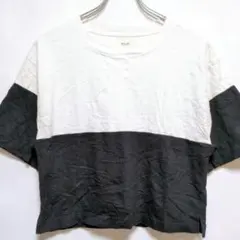 切替 半袖 Tシャツ ショート丈 モノトーン 綿100％ XSのサムネイル