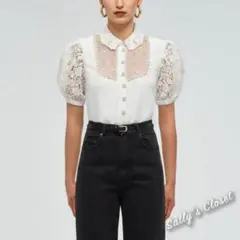 ❤️人気作 新品♡ SelfPortrait 白いレース半袖ブラウス♡　414のサムネイル