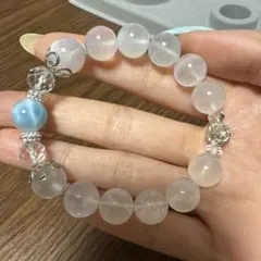 ラリマー ムーンストーン デザインブレスレット 内径14cm