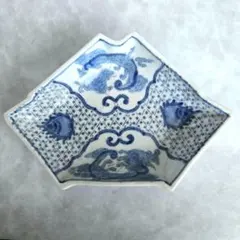 無傷　古伊万里　染付　雲龍　長皿　角皿　江戸時代　金直し　金継ぎ　骨董　竜　龍 無傷 古伊万里 染付 雲龍 長皿 角皿 江戸時代 金直し 金継ぎ 骨董 竜