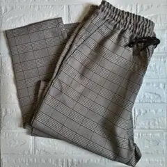 【美品】 ダブルフォーカス シェフパンツ グレー チェック柄 メンズ S