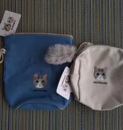 MOTIMARU 猫　刺繍　ポーチ 2点　セット　もちまる日記